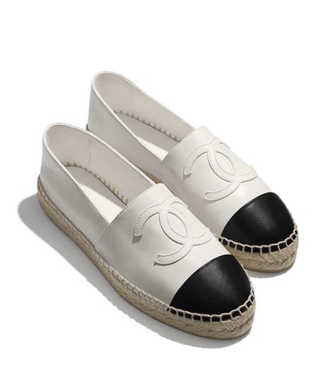 chanel espadrilles black and white leather|chanel espadrilles authentic.